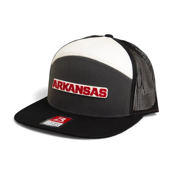 Arkansas Razorbacks ARKANSAS Red 3D Snapback Seven-Panel Trucker Hat- Charcoal - Picture 2 of 3